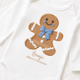 CUSTOM DTF TRANSFER - EMBROIDERED GINGERBREAD - BLUE