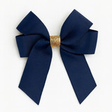 4'' HAIR BOW (GLITTERY CENTRE) - NAVY x GOLD