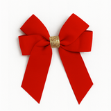 4'' HAIR BOW (GLITTERY CENTRE) - RED x GOLD