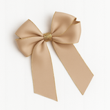 6'' HAIR BOW (GLITTER ACCENTS) - TAN