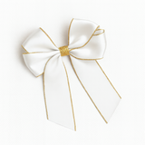 6'' HAIR BOW (GLITTER ACCENTS) - WHITE