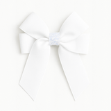 4'' HAIR BOW (GLITTERY CENTRE) - WHITE x IRIDESCENT
