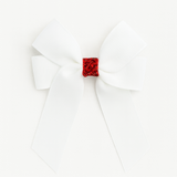 4'' HAIR BOW (GLITTERY CENTRE) - WHITE x RED