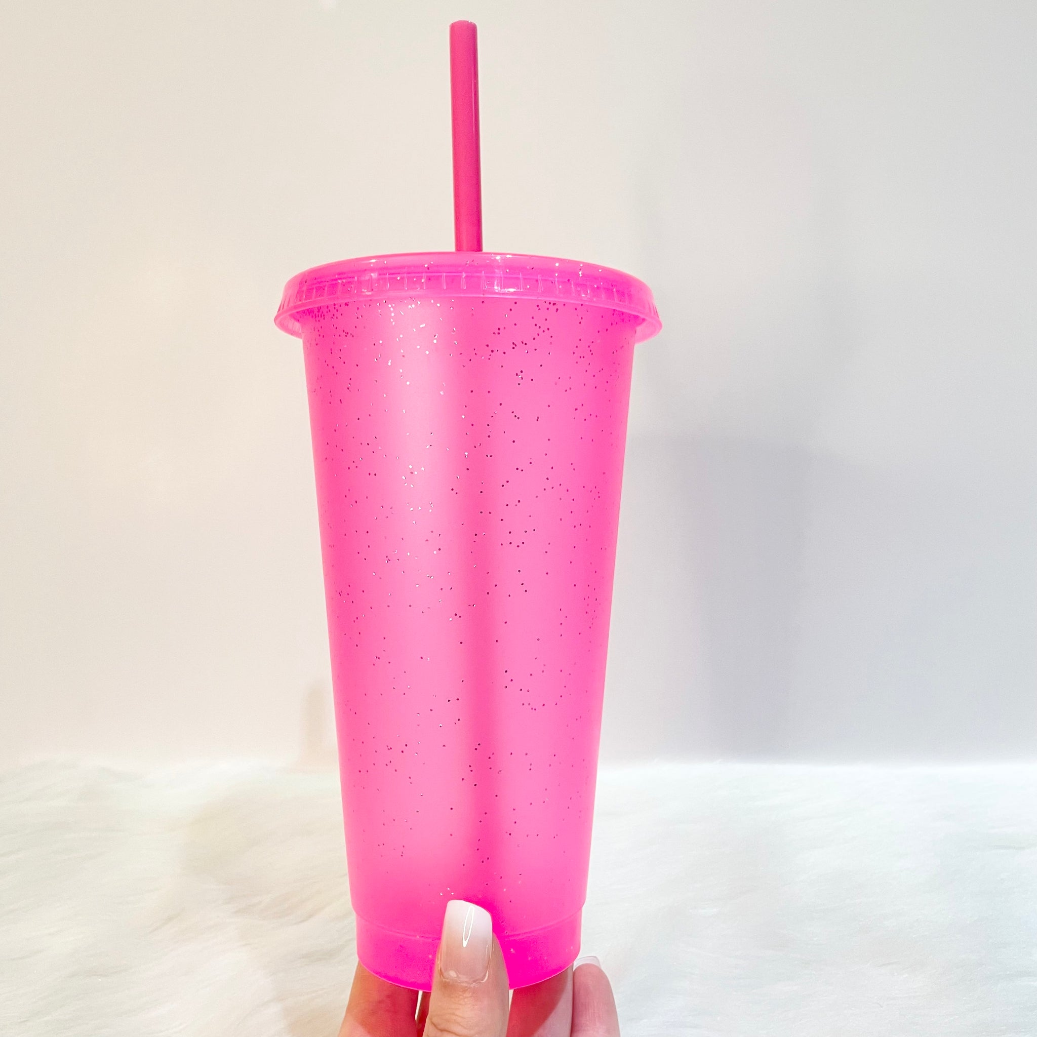 Way to Celebrate 24oz Plastic Tumbler with Straw , Pink Cup with