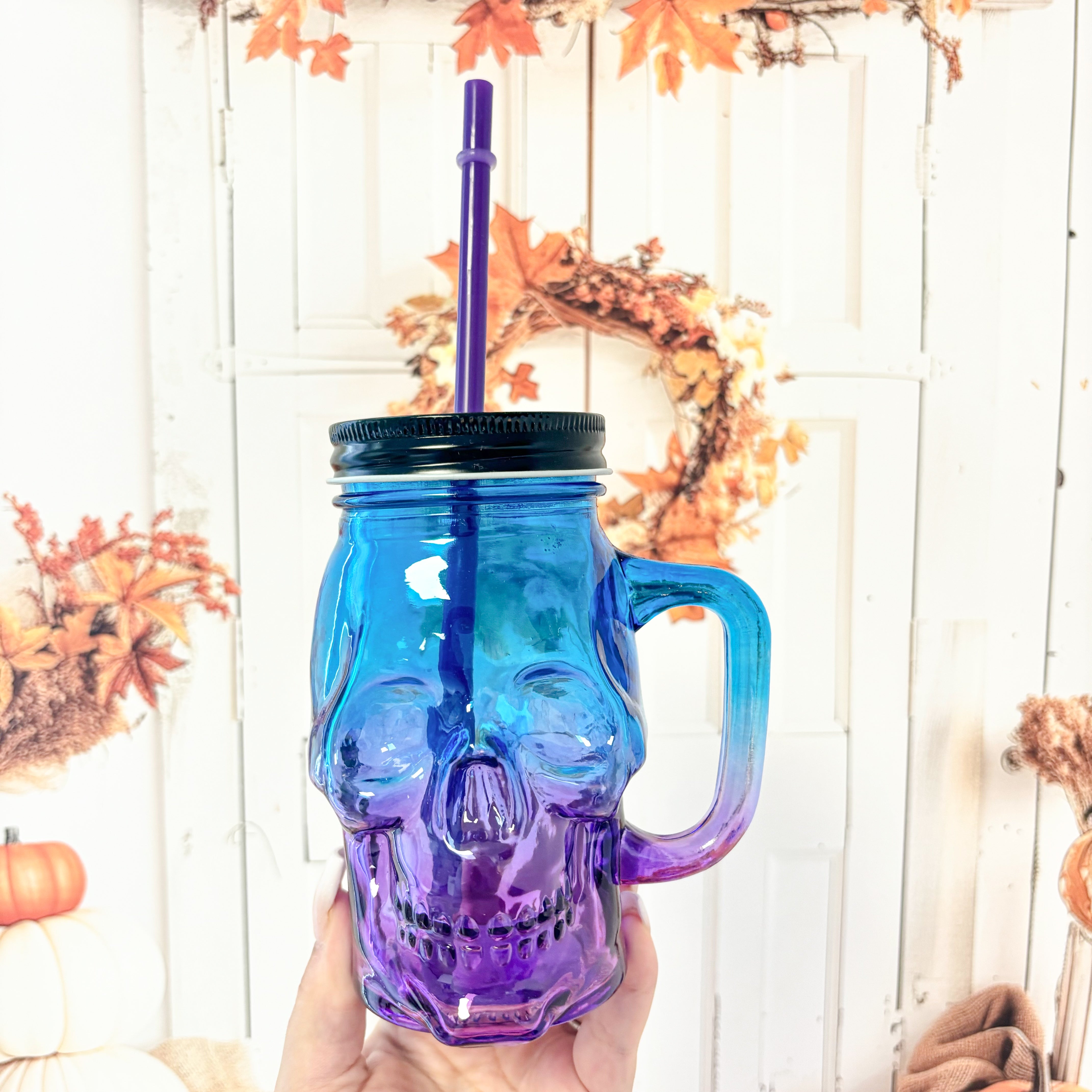 GLASS SKULL MUG (WITH HANDLE)