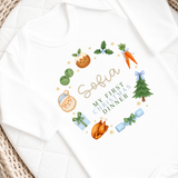 CUSTOM DTF TRANSFER: CHRISTMAS - FIRST CHRISTMAS WREATH DINNER - BLUE