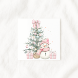 UV-DTF DECAL - CHRISTMAS - SNOWMAN & TREE - PINK