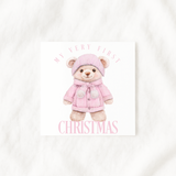 UV-DTF DECAL - CHRISTMAS - FIRST CHRISTMAS - HAT BEAR - PINK