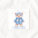 UV-DTF DECAL - CHRISTMAS - FIRST CHRISTMAS - HAT BEAR - BLUE