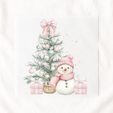 DTF TRANSFER - CHRISTMAS - SNOWMAN & TREE - PINK