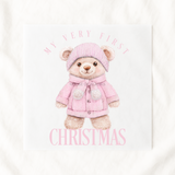 DTF TRANSFER - CHRISTMAS - FIRST CHRISTMAS - HAT BEAR - PINK