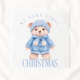 DTF TRANSFER - CHRISTMAS - FIRST CHRISTMAS - HAT BEAR - BLUE
