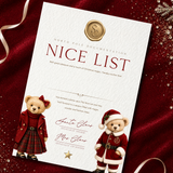 PRINTED RANGE - A4 NICE LIST CERTIFICATE - MR & MRS CLAUS BEAR