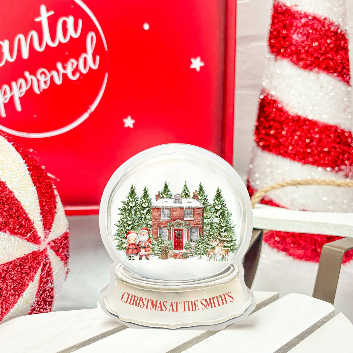 CUSTOM UV-DTF SNOW GLOBE - MR & MRS CLAUS' HOUSE