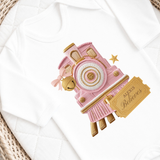 CUSTOM DTF TRANSFER: CHRISTMAS - EMBROIDERED EXPRESS TRAIN & TICKET - PINK