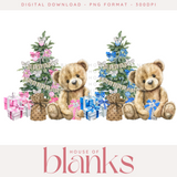 DIGITAL DOWNLOAD: PINK & BLUE CHRISTMAS TREE BEARS