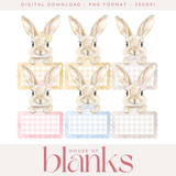 DIGITAL DOWNLOAD: GINGHAM NAME PLAQUE BUNNIES