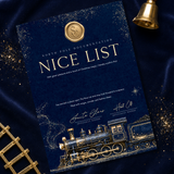 PRINTED RANGE - A4 NICE LIST CERTIFICATE - NORTH POLE EXPRESS - NAVY