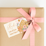 CUSTOM UV-DTF DECAL - GIFT TAG - GINGERBREAD HOUSE - PINK