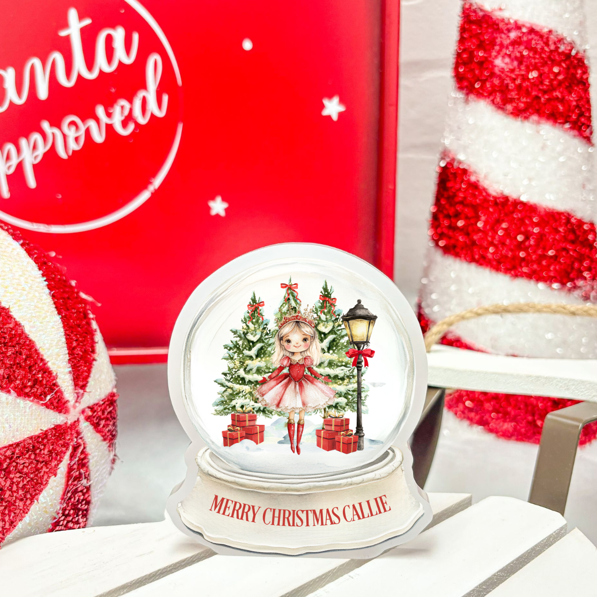 CUSTOM UV-DTF SNOW GLOBE - RED SUGARPLUM