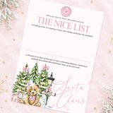 PRINTED RANGE - A4 NICE LIST CERTIFICATE - NORTH POLE BEAR - PINK