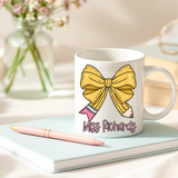 UV DTF DECAL - TEACHER - COQUETTE BOW PENCIL - YELLOW