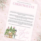 PRINTED RANGE - A4 CHRISTMAS EVE LETTER - NORTH POLE BEAR - PINK