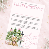 PRINTED RANGE - A4 FIRST CHRISTMAS LETTER - NORTH POLE BEAR - PINK