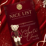 PRINTED RANGE - A4 NICE LIST CERTIFICATE - NUTCRACKER BEAR - DEEP RED