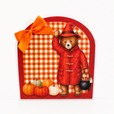 PRINTED RANGE - ARCH TREAT BOX TOPPER - AUTUMN BEAR