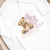 CUSTOM DTF TRANSFER: CHRISTMAS - PINK 1ST CHRISTMAS SIGNATURE TEDDY