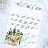 PRINTED RANGE - A4 FIRST CHRISTMAS LETTER - NORTH POLE BEAR - BLUE