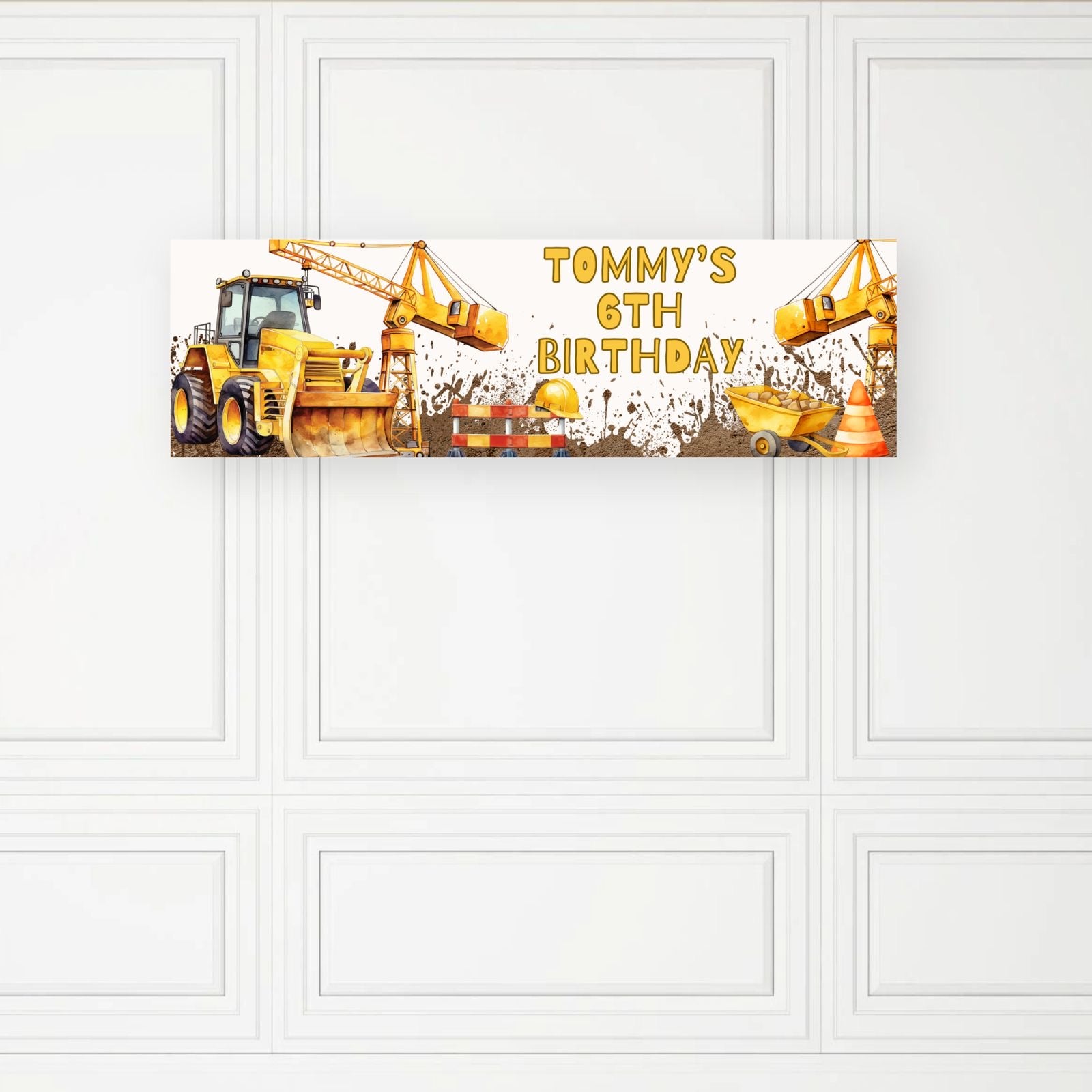 CUSTOM CELEBRATION BANNER  - BIRTHDAY - YELLOW DIGGERS (MUST BE ORDERED SEPARATELY)