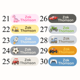 NAME LABELS - 45 DESIGN OPTIONS (IRON ON OR ADHESIVE)