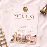 PRINTED RANGE - A4 NICE LIST CERTIFICATE - NORTH POLE EXPRESS - PINK