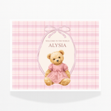 CUSTOM SOLVENT STICKER - MAGNETIC BOX TOPPER - THE HERITAGE BEAR - PINK