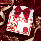 PRINTED RANGE - TREAT BOX TOPPER - ELF ARRIVAL - GLITTER EDITION - RED