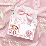 PRINTED RANGE - TREAT BOX TOPPER - ELF ARRIVAL - GLITTER EDITION - PINK