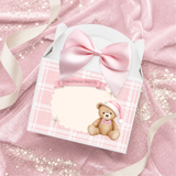 PRINTED RANGE - TREAT BOX TOPPER - THE LITTLE CHRISTMAS TEDDY - PINK
