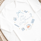 CUSTOM DTF TRANSFER: CHRISTMAS - FIRST CHRISTMAS WREATH - BLUE