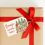 CUSTOM UV-DTF DECAL - GIFT TAG - CANDY CANE LANE BEAR