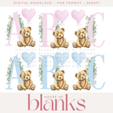 DIGITAL DOWNLOAD: PINK & BLUE BEARS A-Z