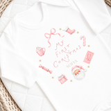 CUSTOM DTF TRANSFER: CHRISTMAS - FIRST CHRISTMAS WREATH - PINK