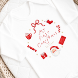 CUSTOM DTF TRANSFER: CHRISTMAS - FIRST CHRISTMAS WREATH - RED