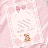 PRINTED RANGE - A4 NICE LIST CERTIFICATE - THE LITTLE FIRST CHRISTMAS TEDDY - PINK