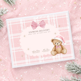 PRINTED RANGE - MAGNETIC BOX TOPPER - THE LITTLE CHRISTMAS TEDDY - PINK