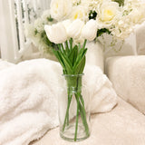 MOTHERS DAY WHITE FAUX TULIPS IN VASE