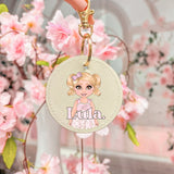 DTF TRANSFER - PRETTY PINK DRESS DOLLY (BOUTIQUE KEYRING)