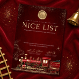 PRINTED RANGE - A4 NICE LIST CERTIFICATE - NORTH POLE EXPRESS - DEEP RED