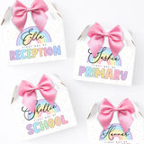 PRINTED RANGE - TREAT BOX TOPPER - BACK TO SCHOOL - RAINBOW - PASTEL PINKS